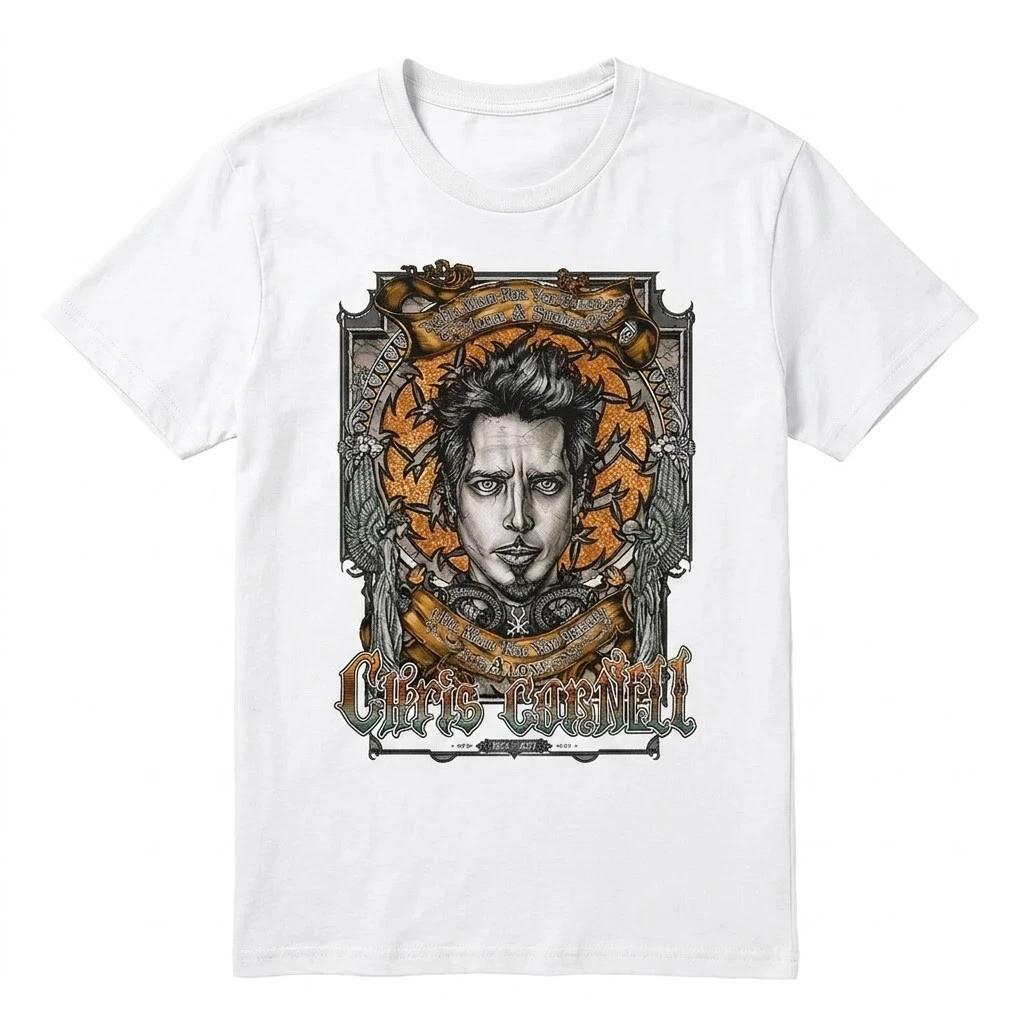 Chris Cornell Memorial Rock T-Shirt - Retro Music Fan Art Graphic Apparel S