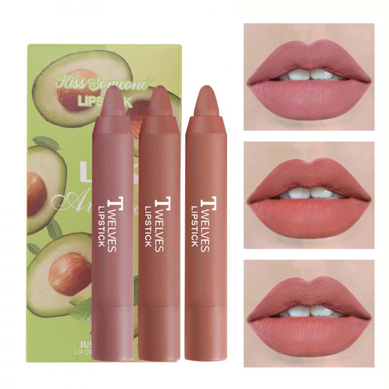 3-Piece Velvet Matte Crayon Lipstick Set In Compact Box