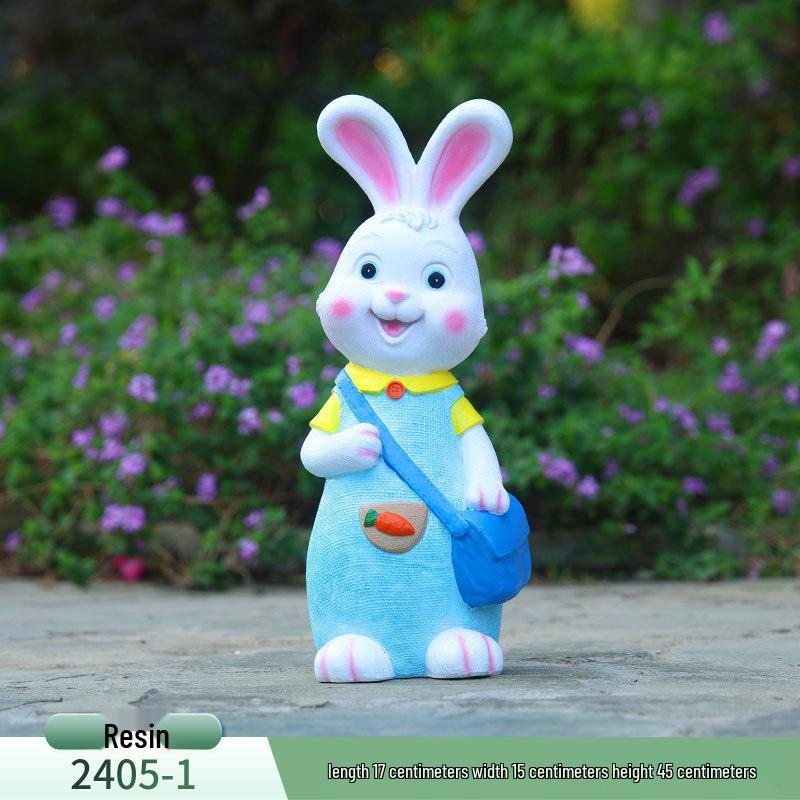 Outdoor Cartoon Rabbit Garden Decoration - Animal Flower Pot Sculpture for Kindergartens and Courtyards