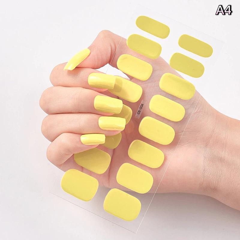 16 Piezas/Hoja Uñas Color Sólido Simple Ultradelgadas Impermeables Pegatinas para Uñas Firmes No Fáciles de Caer Larga Duración Extensión Arte de Uñas
