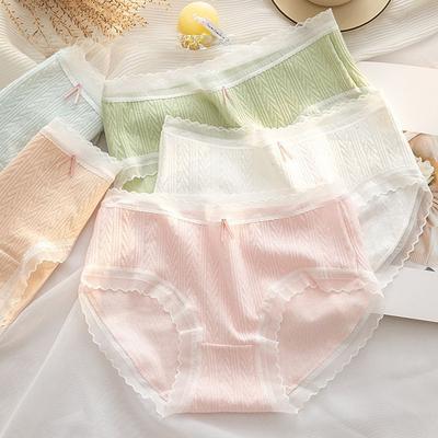 Antibakterieller Slip aus reiner Baumwolle Jacquard Mittelhoch geschnitten Bequemer Triangel-Damen-Slip