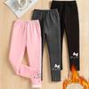 3-teilige Mädchen-Leggings mit Cartoon-Print und Fleece-Futter - Warme elastische Hose für Herbst/Winter