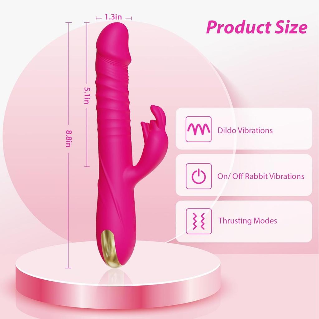 Thrusting Dildo Vibrator Adult Toys for Women-Sex Toy Dildos Rabbit G Spot Vibrator with 3 Fast Thrusting 10 Vibration Modes Sex Toy for Women Couple