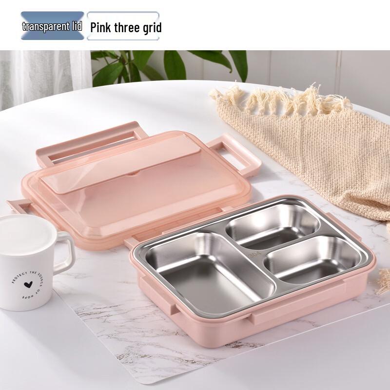 Abay 304 Stainless Steel 3-Compartment Insulated Lunch Box