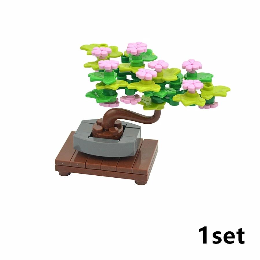 Briques MOC Arbre Bonsaï Plante Décoration de Bureau Perpétuelle Kit d'Assemblage Blocs de Construction Compatible Plante en Pot Jouets pour Enfants Cadeau