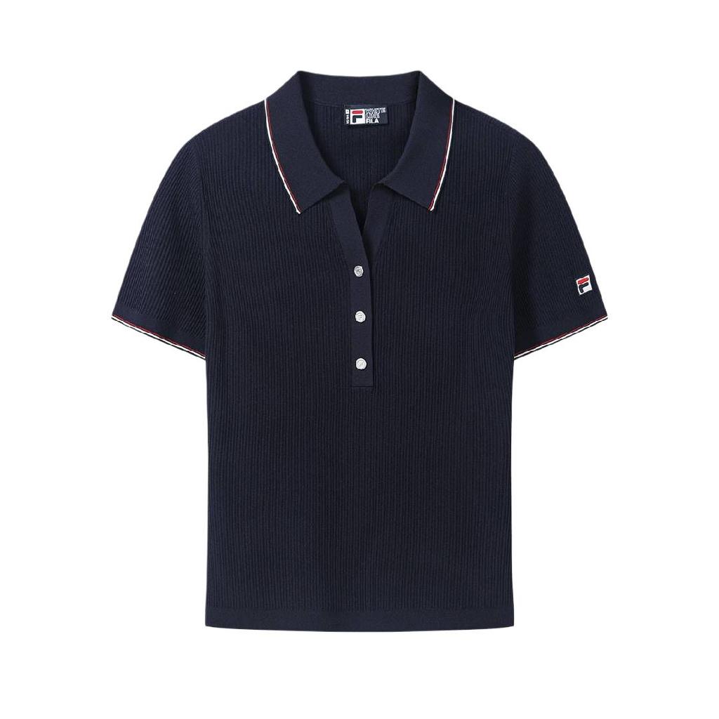 Fila Heritage Casual Slim Fit Short Sleeve Knit Top Women Tops F11W638410F-DB
