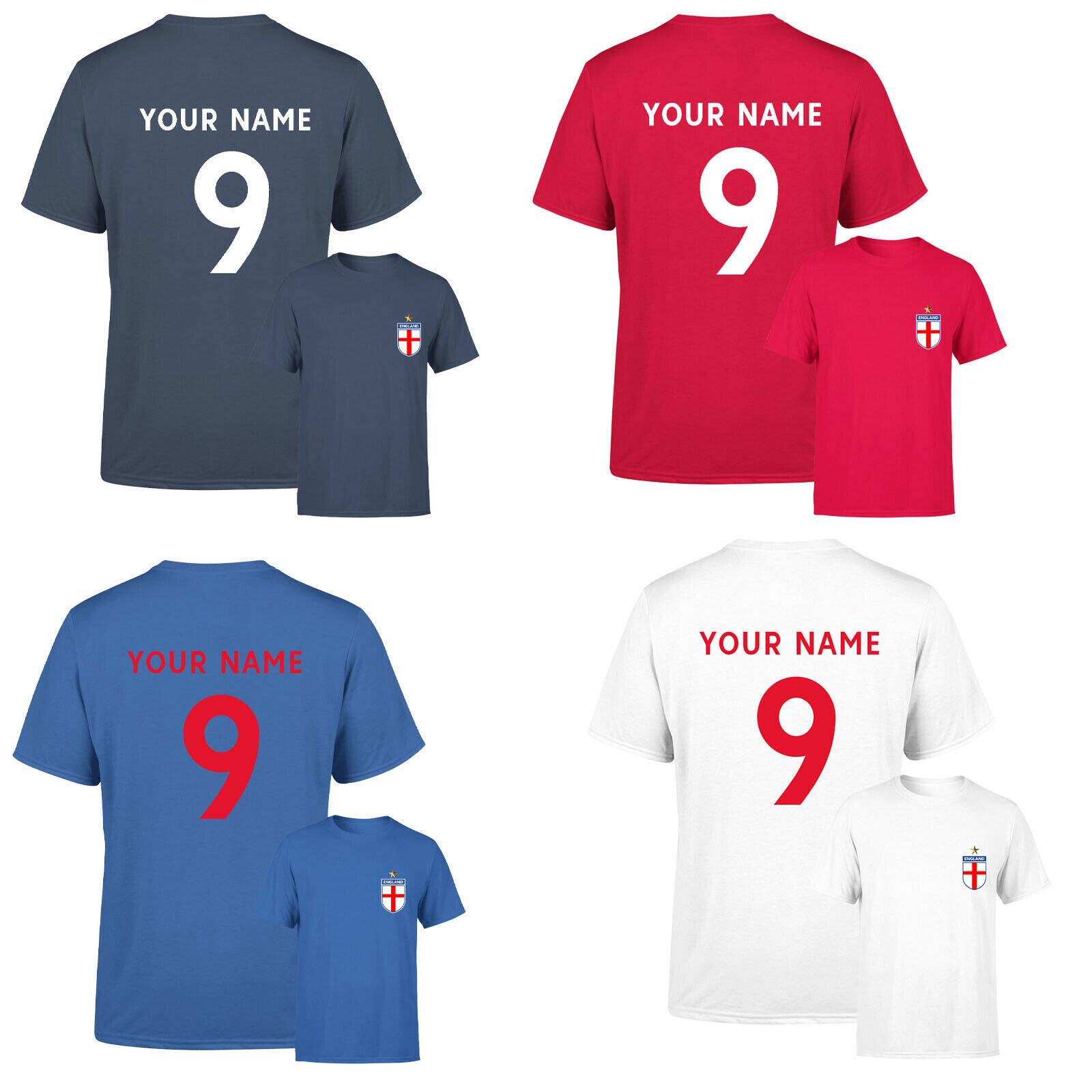 Personalised England Football Cotton Mens T Shirt Mens Womens Tees Top Name Number  P1 OR A 2T1A1 S