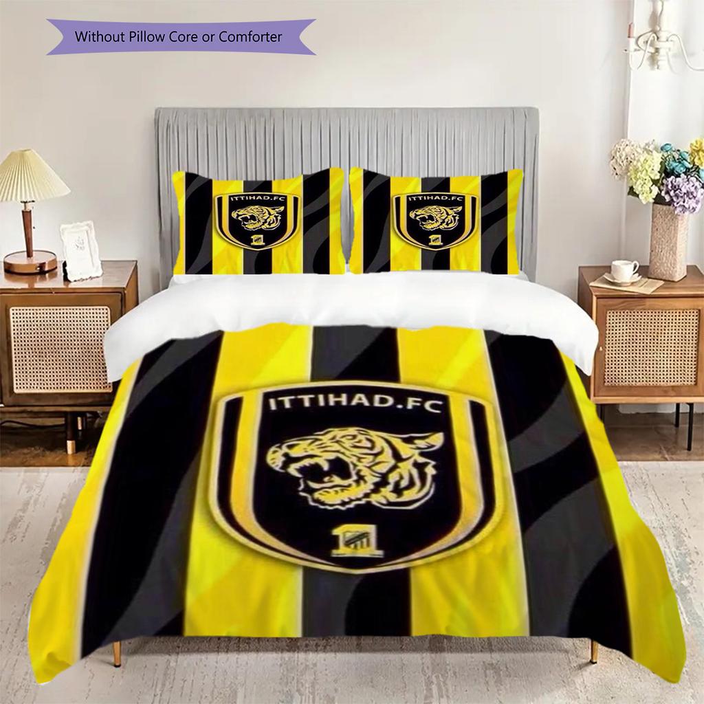Bold Tiger Emblem Shines Bright Three-piece Set (1 * Duvet Cover + 2 * Pillowcase, Without Core) 2D Flat Christmas Birthday Gift Bedding Set