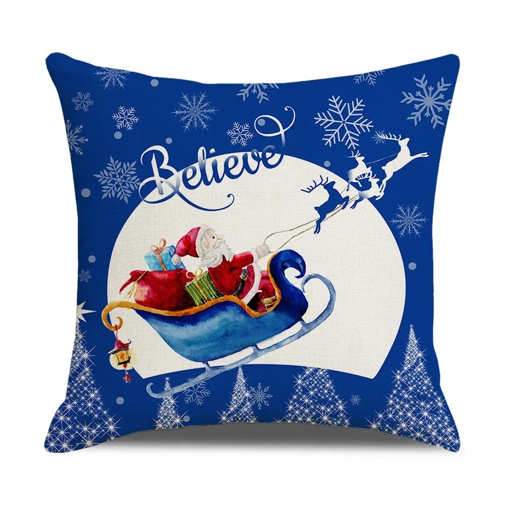 Xmas Cushion Cover Pillowcase Holiday Decor Christmas Pillow Covers Antler Bear Snowflake Christmas Tree Pillow Case