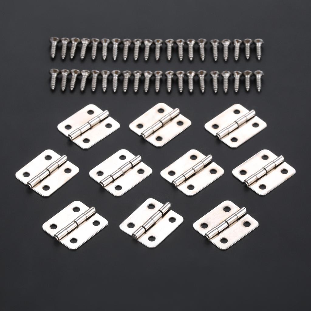 10sets Hinges W/screw Fillet Silver/Antique bronze/Gold 4 Holes 18*16mm Decor Cabinet Wooden Box Jewelry Wine Gift Case Vintage