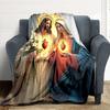 1pc Sacred Hearts Iconography Blanket, Lightweight Flannel Throw For Sofa, Bed, Travel, Camping, Livingroom, Office, Couch, Chair, And Bed,