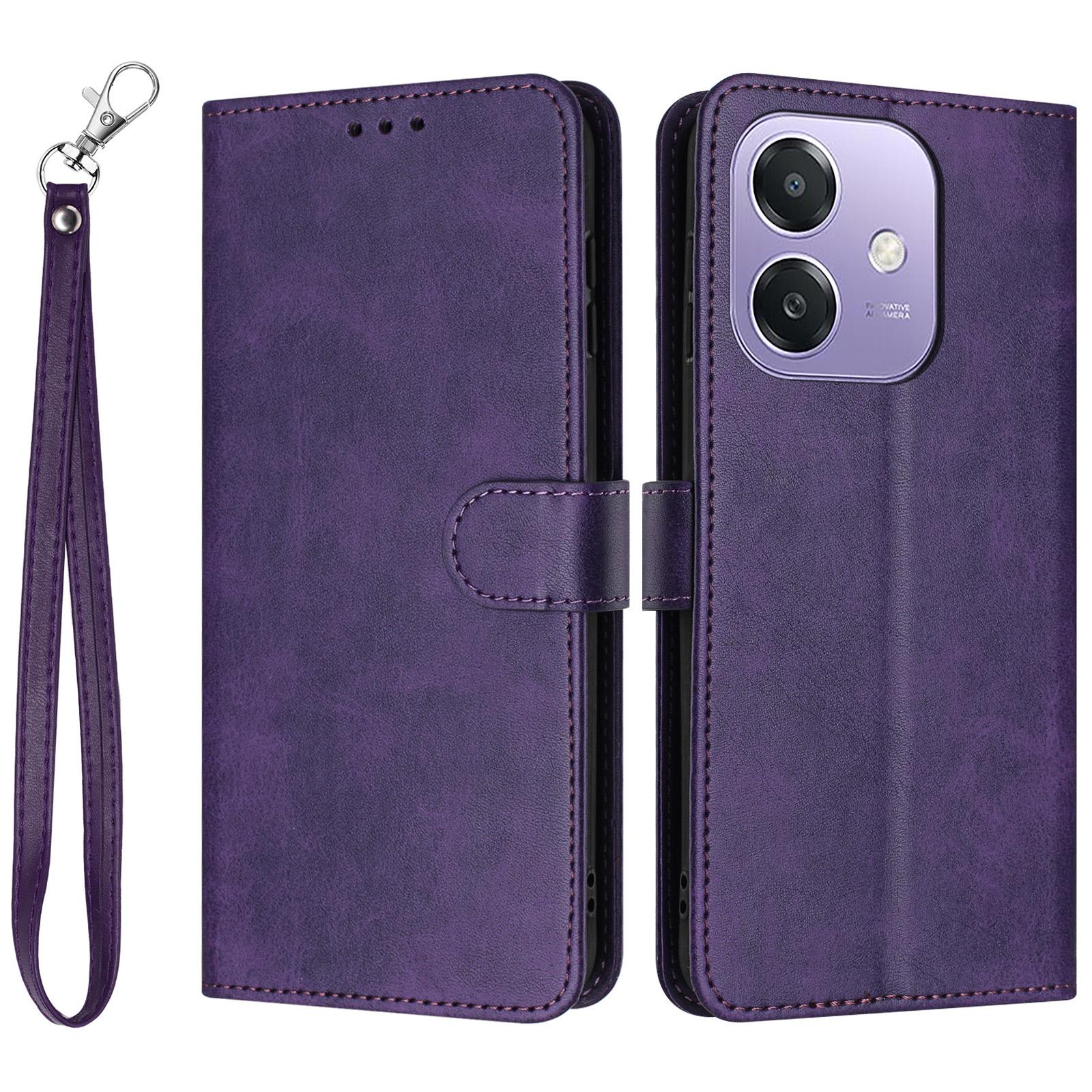 

Stand Phone Case For Oppo A3x 4G/5G (India)/A3 4G/5G/A40 4G/A60 5G PU Leather Wallet Cover Calf Texture Purple