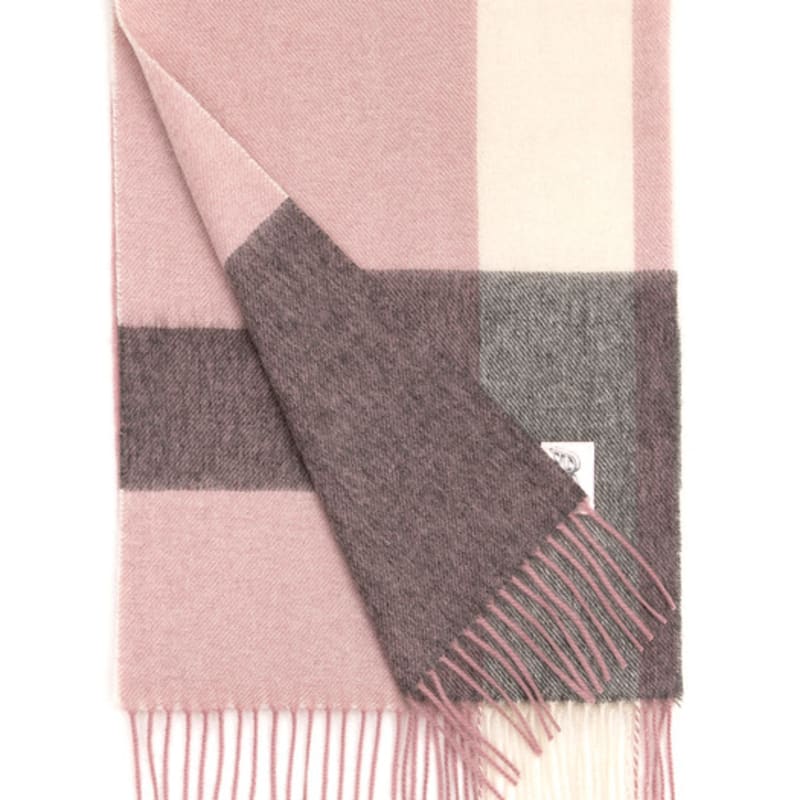 RECLOW RECLOW LAND 100% Cashmere Check Muffler Pink Gray