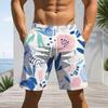 Men Plus Size Printed Beach Shorts Drawstring Waist Side Pockets Straight Leg