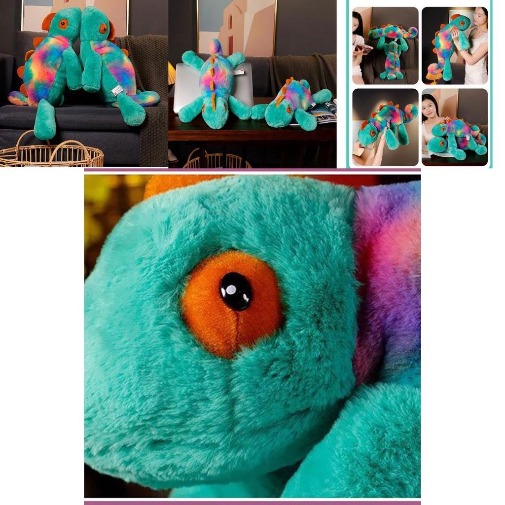 Cute Color-changing Chameleon Plush Toy Long-haired Stuffed Lizard Doll Wholesale Gift Decoration