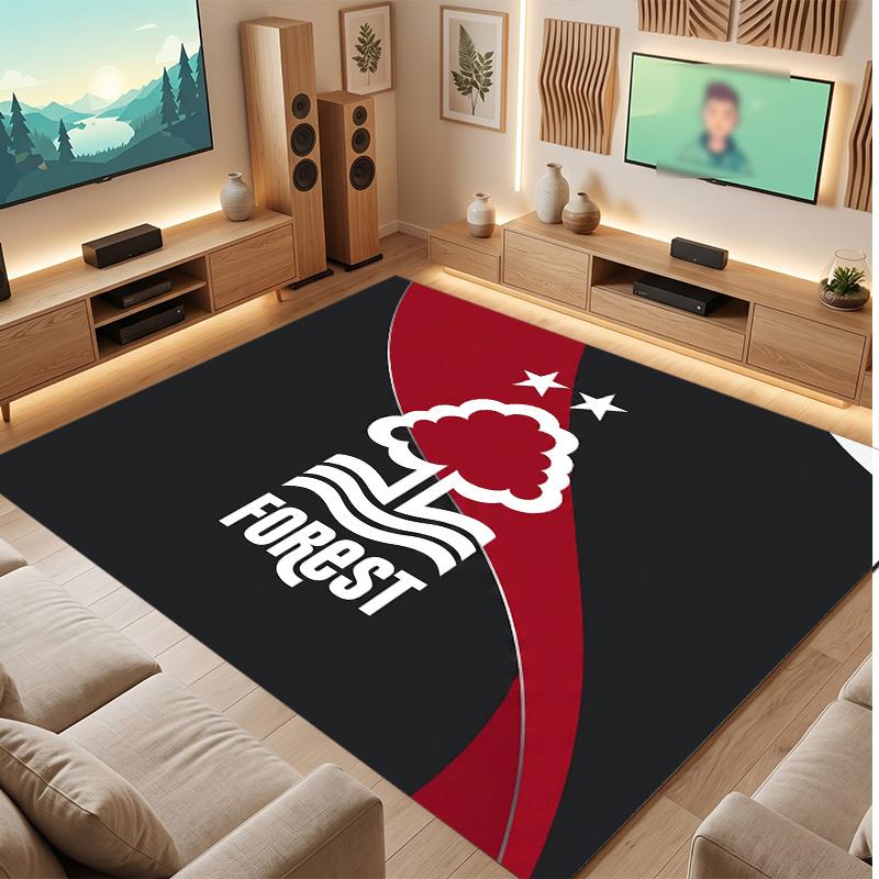 Nottingham Forest Football Print Crystal Velvet Rug, Comfortable Water Absorbent Non Slip Indoor Floor Carpet