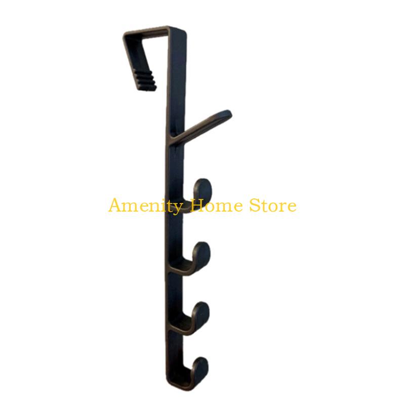 

F26C Over The Door Hook Bathroom Door Towel Rack Coat Hanger 5 Plastics Hooks for Hanging Clothes, Scarfs, Hats, Towel чёрный