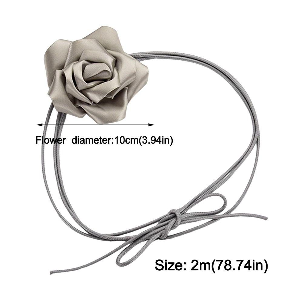 Decorative Rose Flower Rope Belts DIY Woven Waistband Strap Fabric Belt  For Women Lady Girl