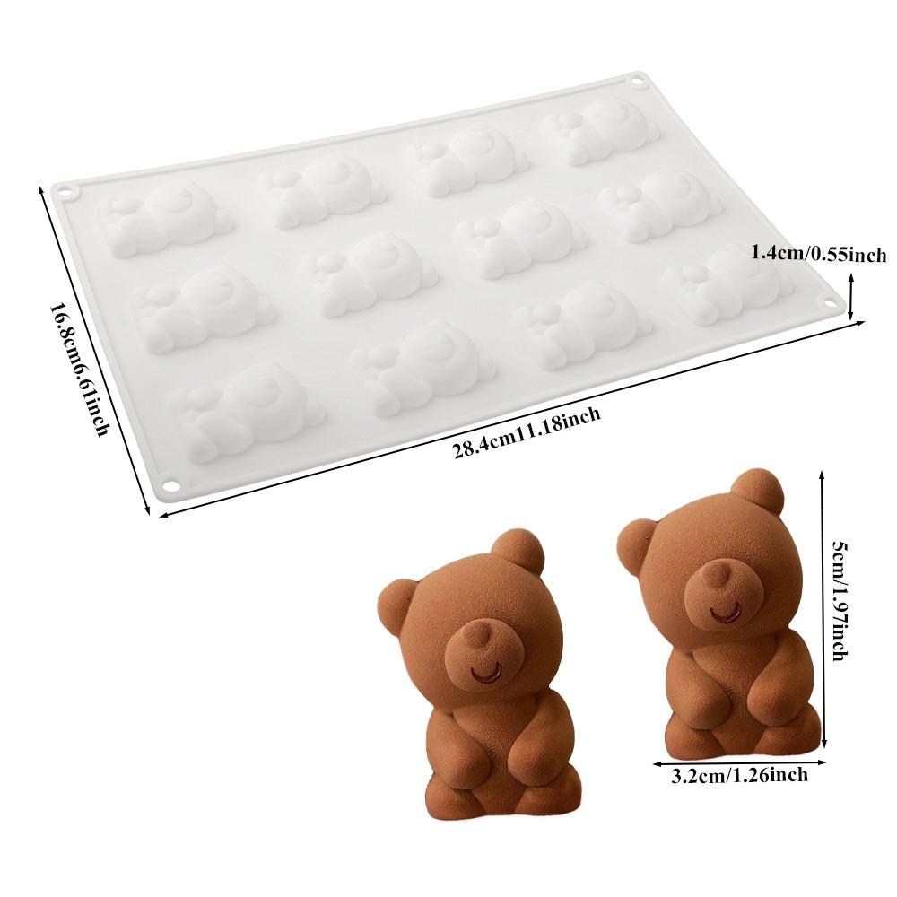 6/8/12 Cells Baking Cake Molds Little Bear Shape Food-Grade Silicone Chocolate Mold Reusable Heat-Resistant Pudding Mould