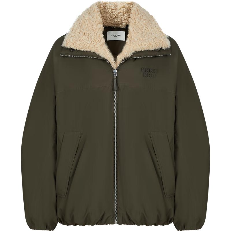 Jiu Zi Anna Kou Women s Modern Patchwork Lapel Short Duck Down Jacket S