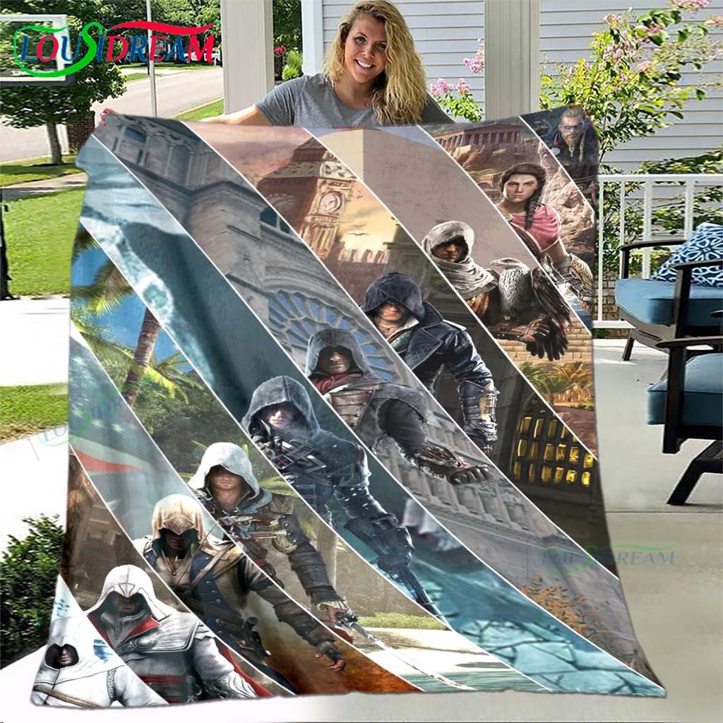 Giochi di Moda 3D Coperta A-Assassin's Creed, Coperta Plaid in Flanella per Letto Divano Picnic Ufficio Escursionismo Tempo Libero Riposo Regalo di Compleanno