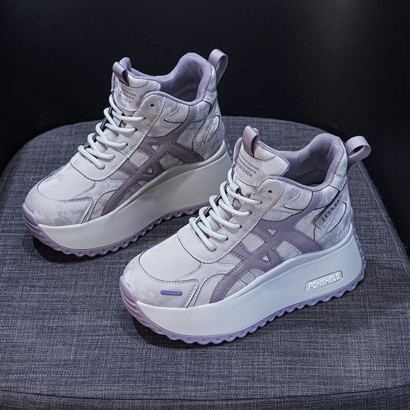 Small thick-soled daddy shoes women's autumn new inner height increase casual versatile sports women's shoes with fleece and thickening