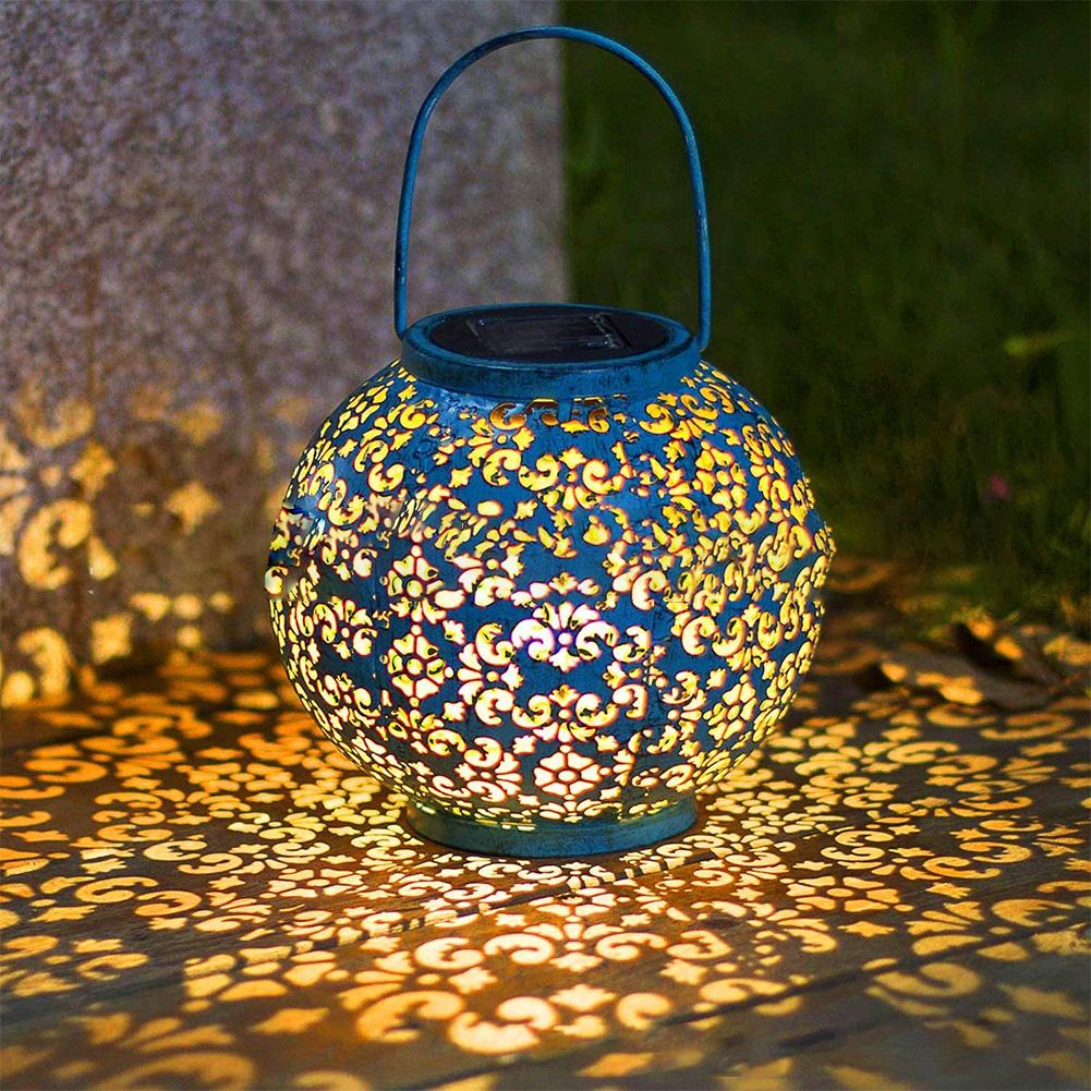 Outdoor Solar Hanging Lantern Lights Auto Off Waterproof Metal Garden Decorative Lights