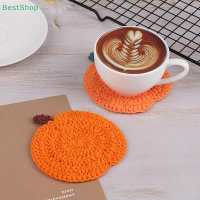 Handmade Crochet Pumpkin-shaped Coasters,Knitted Yarn Heat-resistant Mug Coasters,Table Accessory Halloween Gift
