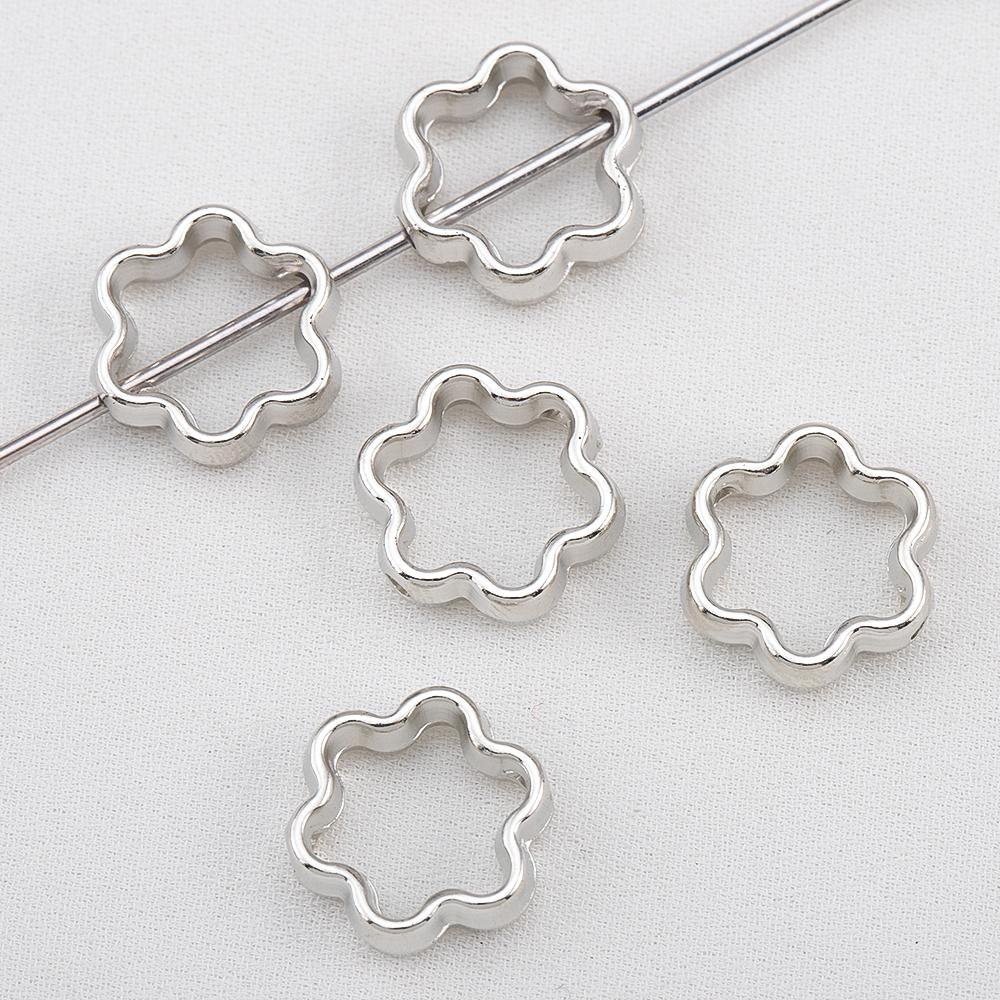 50pcs Two Hole CCB Square Love Heart Frame Spacer Beads DIY Necklace Bracelet Earrings Connectors Pendants Jewelry Accessories
