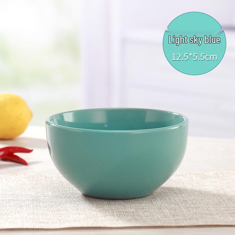 Colorful Large Ceramic Children's Bowl - Creative Underglaze Design for Rice or Porridge