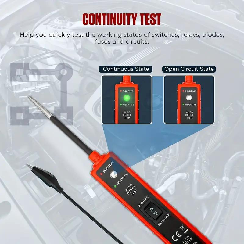 Power Circuit Probe Tester 6-24V DC Test Light Short Circuit Automotive Component Electrical Polarity Identify Continuity Tester