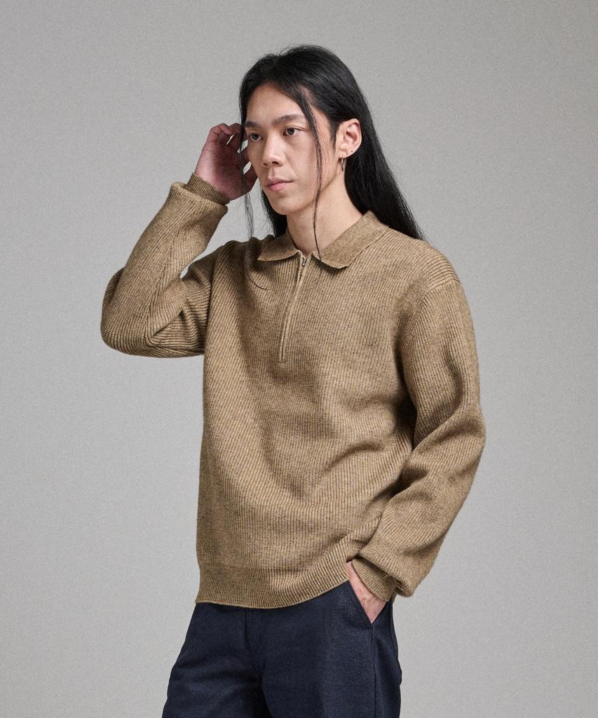 ANALOG MOOD Hazzi Half Zip Collar Knit (Oatmeal)