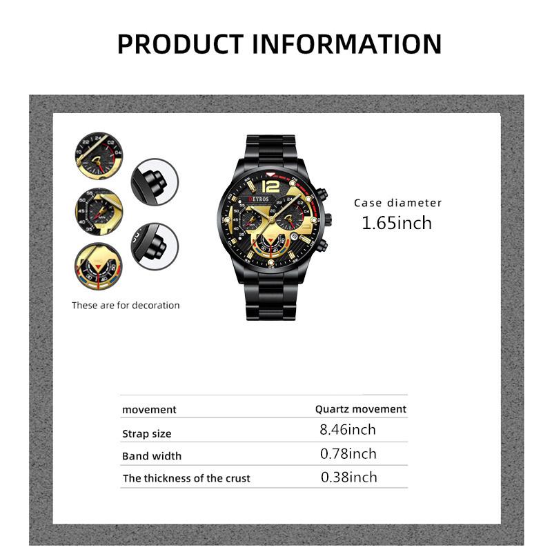 Stylish Men's Quartz Watch - Stainless Steel Calendar Watch with Classic Casual Design, Ideal for Daily Wear, Business, and Formal Occasions