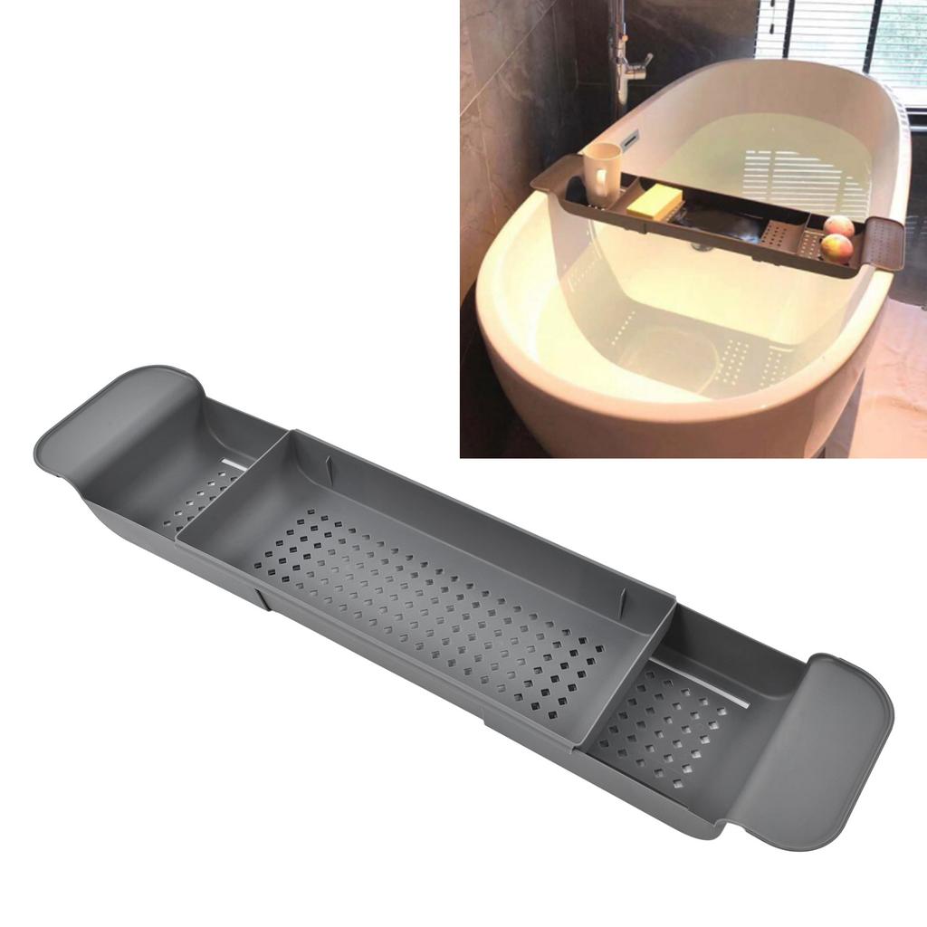 Expandable Bathtub Tray Multifunction Bathtub Rack Nonslip for Candle Towel Book Wine Phone