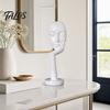 Talos Abstract Contemplative Face Resin Sculpture, Minimalist Hand-on-Chin Bust Statue for Desk Living Room Office, Creative Art Decor Entryway