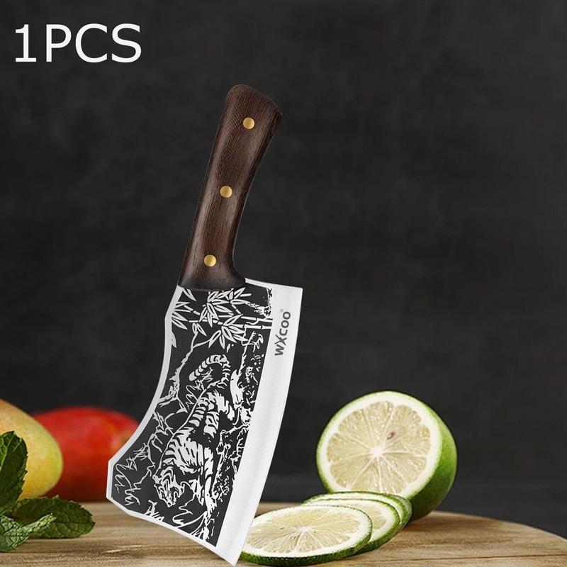 WXCOO Forged Butcher Knife Kitchen Chef Knife Stainless Steel Utility Knife Multifunctioanl Wooden Handle Fruit Slicing Househol