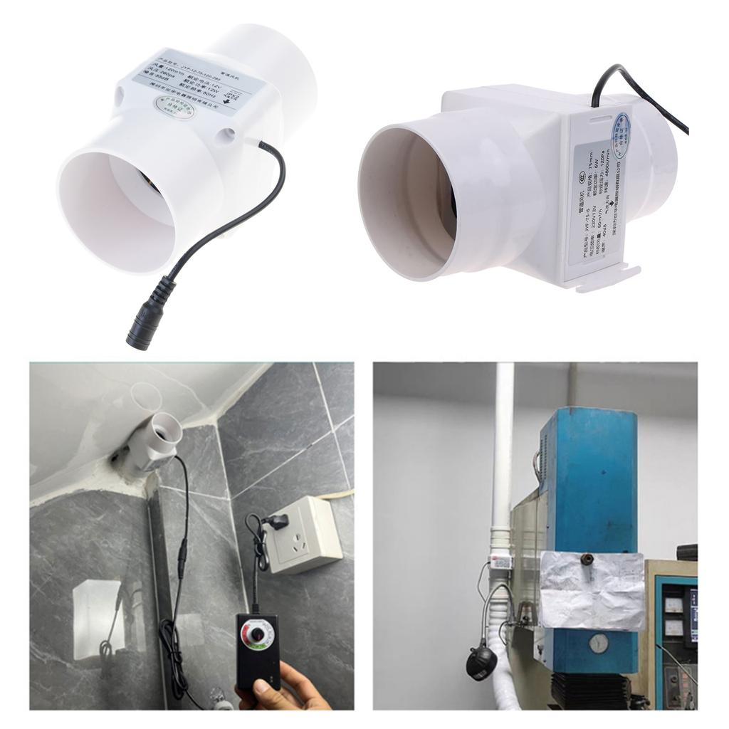 Inline Duct Fan 12V 10W Silent Exhaust Blower Quiet Air Circulation Fan Simple Use for Hydroponic Tent & Small Spaces