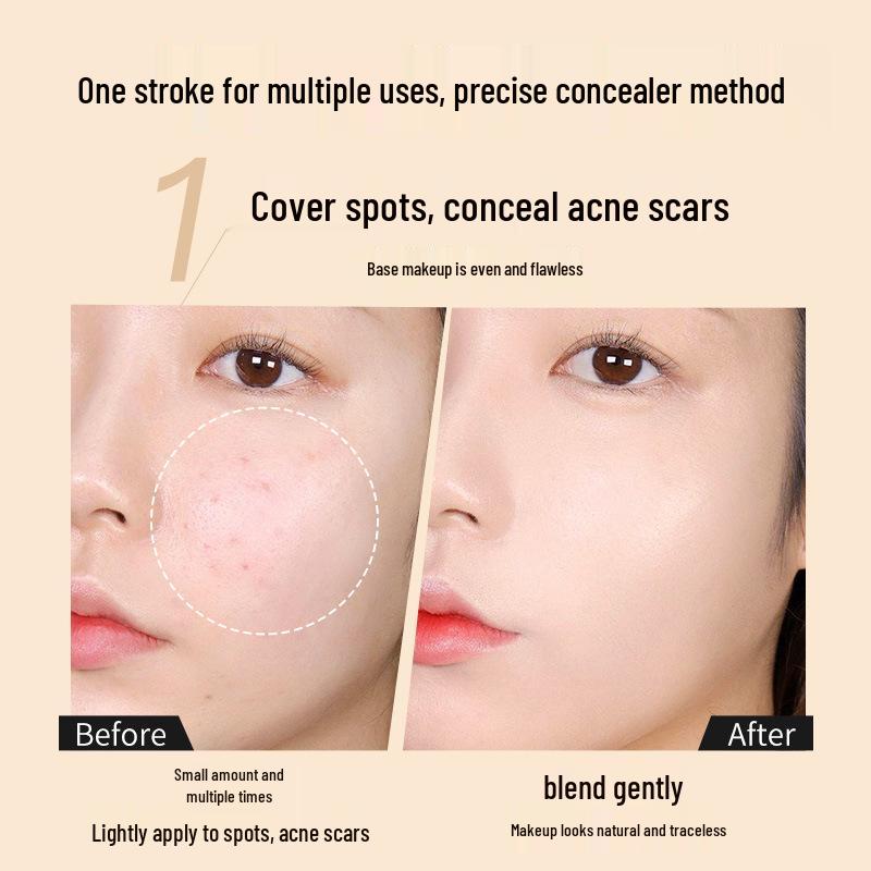 GECOMO Press-Type Concealer Pen: Covers Dark Circles, Acne Scars, Blemishes & Brightens Tear Troughs with Liquid Cream