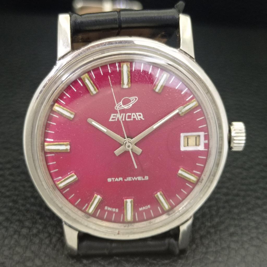 SWISS VINTAGE ENICAR STAR JEWELS 161 HAND-WINDING MENS WATCH a703863-1 R213f-a703863