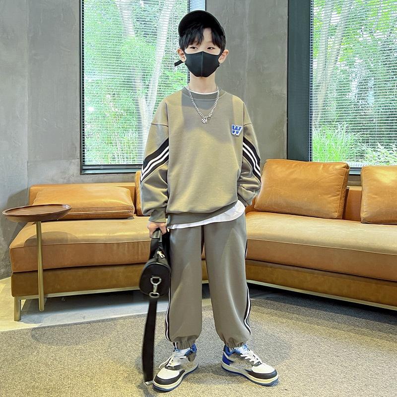 Children Sportswear Sets Fashion Kids Suits Spring Autumn Boys Casual Pullovers Outfits Teenager Sports Top+Pants 2Pcs