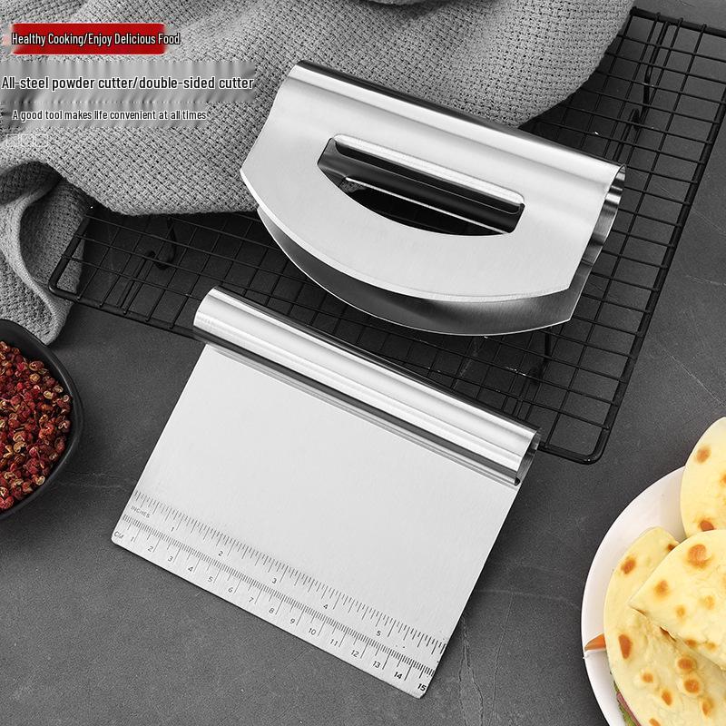 Stainless Steel Half-Moon Dough Cutter & Scraper with Scale