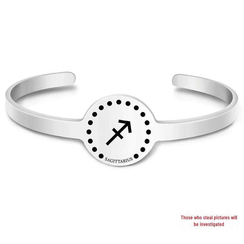 Twelve Constellations Stainless Steel Bracelet - Engraved Titanium Christmas & Birthday Gift