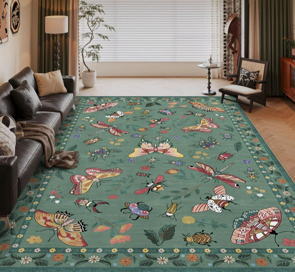 

Элегантный французский ковер с бабочками, насекомыми и цветами, декор для гостиной, коврик под диван, прикроватный мягкий коврик, КУХНЯ, коврик для пола под журнальный столик, прихожая 40X60cm