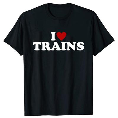 Lustige Ich liebe Züge T-Shirts Tee Tops Rundhals Kurzarm Zugführer Retro Vintage T-Shirt Kleidung Lässige Basic T-Shirts