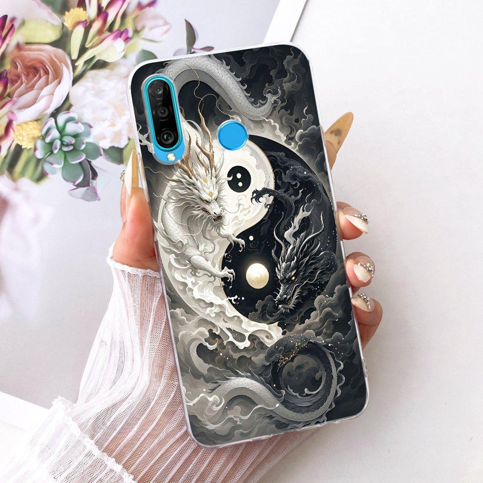 Transparent For Huawei P30 Lite Case Cover Cute Cat Fashion Butterfly Funny Painted Casing MAR-L01A MAR-L21A MAR-LX1A