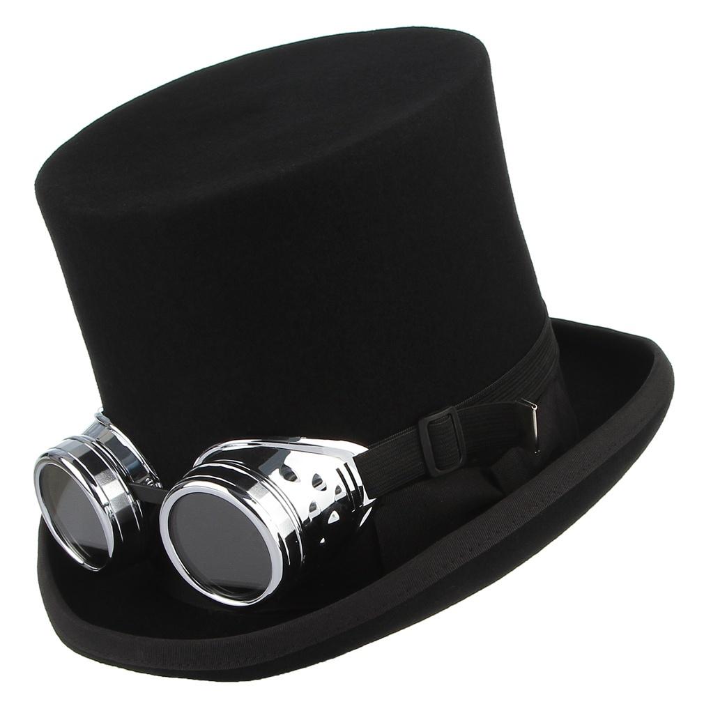 Steampunk Magic Retro Wool Cosplay Gentleman Hat With Goggles For Masquerade