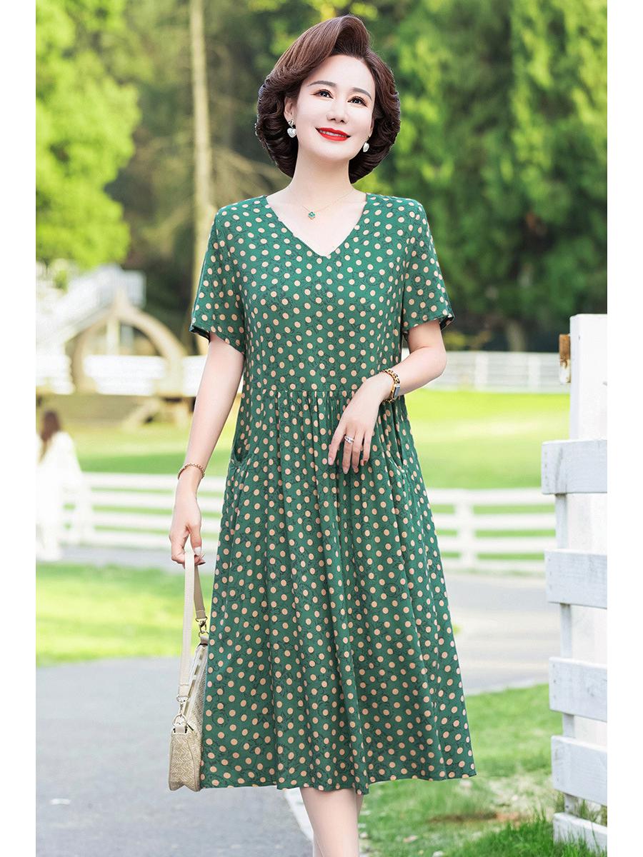 

Solid Color Summer Cotton Dress for Women Aged 40-50 - Loose Fit XL