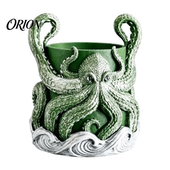 Deep Sea Plant Container 3D Printed Octopus Planter, Planter with Tray, Holder, Nautical Coastal Flower Pot Indoor Outdoor Holder for Cactus,