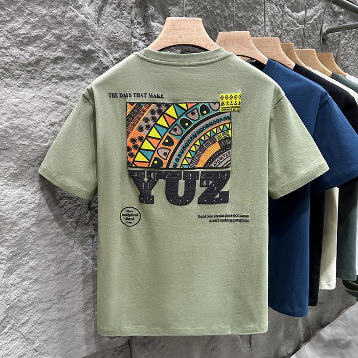 

Мужская футболка Летняя Тонкая Американская Футболка с Коротким Рукавом Повседневный Топ с Круглым Вырезом 5XL зелёный