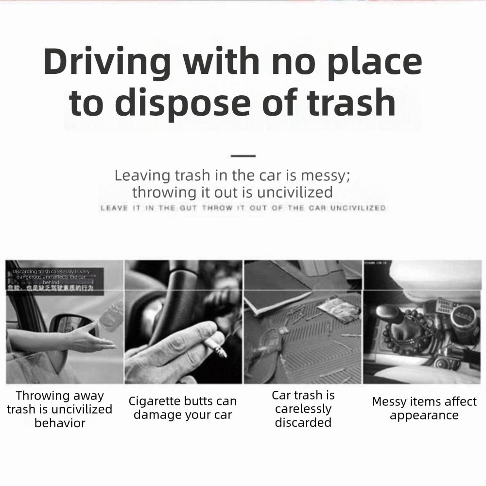 Oxford Cloth Car Storage Bin Washable Hanging Garbage Bag With Lid Car Organizer  Seat Back